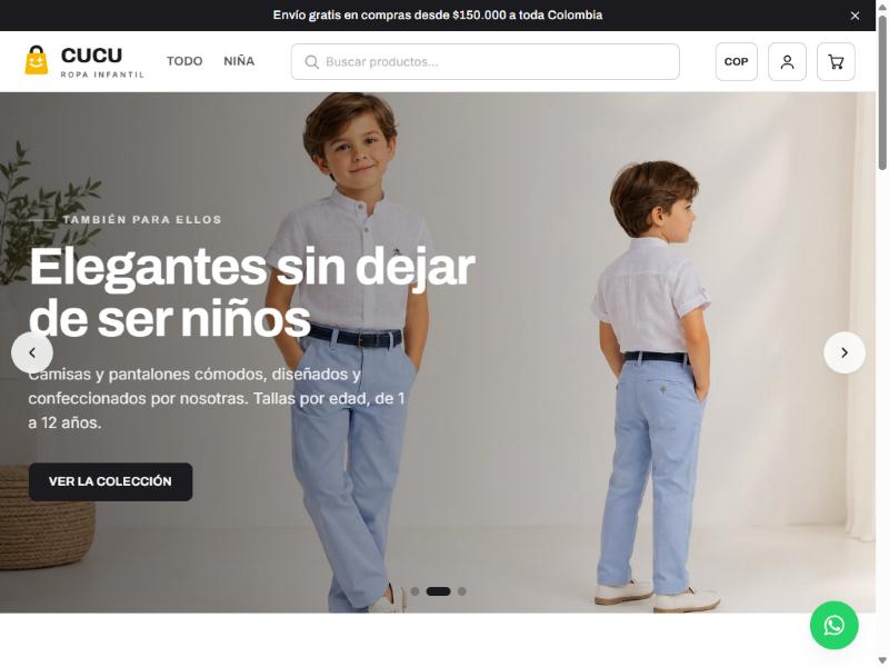 Tienda online Cucu, ropa infantil de Barranquilla, construida por Vexel